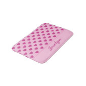 Fuchsia Pink Herzmuster Handgeschriebener Name y2k Badematte (Schrägansicht)
