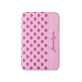 Fuchsia Pink Herzmuster Handgeschriebener Name y2k Badematte (Vorderseite Vertikal)