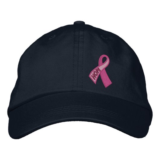Fuchsia Pink Hope Breast Cancer Ribbon Awareness Bestickte Kappe (Vorderseite)