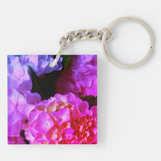 Fuchsia Pink Hydrangeas für ihr Monogramm Schlüsselanhänger (Rückseite)