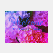Fuchsia Pink Hydrangeas rosa violette Blumen Fußmatte (Vorderseite)