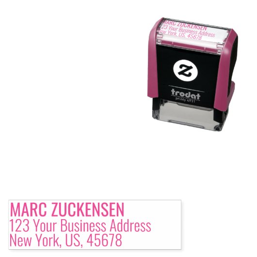 FUCHSIA PINK INK Rücksendeadresse Permastempel (Beispiel)