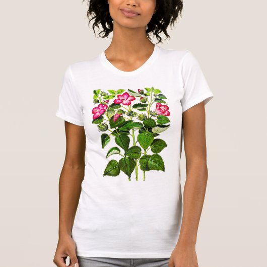 Fuchsia Pink italienische Hibiskus Blume T-Shirt (Vorderseite)