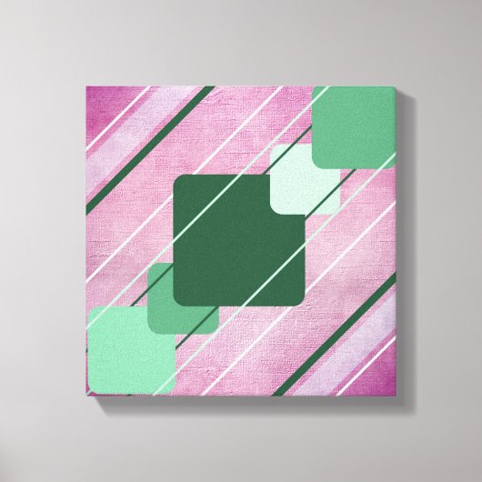 Fuchsia Pink Leinwand Green Geometric Wrapped Canv (Vorderseite)