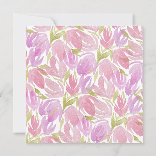 Fuchsia Pink Lila Watercolor Blume Muster (Rückseite)