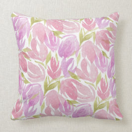 Fuchsia Pink Lila Watercolor Blume Muster Kissen