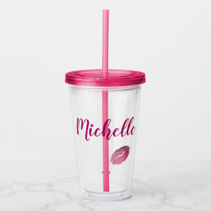 Fuchsia Pink Lippen Acryltrinkbecher