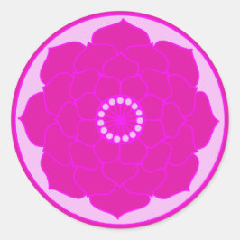 Fuchsia Pink Lotus Mandala Runder Aufkleber