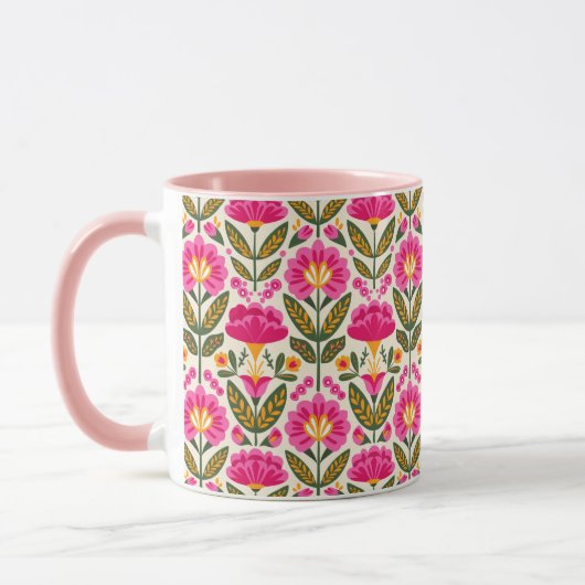Fuchsia Pink Mexican Flowers BOHO Chic Floral Tasse (Links)