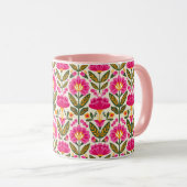 Fuchsia Pink Mexican Flowers BOHO Chic Floral Tasse (VorderseiteRechts)