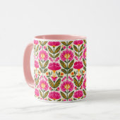 Fuchsia Pink Mexican Flowers BOHO Chic Floral Tasse (Vorderseite Links)