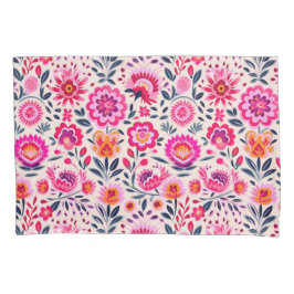 Fuchsia Pink mexikanische Blume Muster Bläschen Kissenbezug