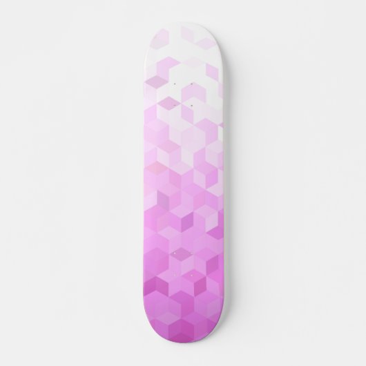 Fuchsia Pink Modern Girly Cube Gradient Skateboard (Vorne)