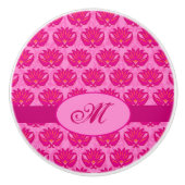 Fuchsia Pink Moderne Jugendstildamaske Monogramm Keramikknauf (Vorderseite)