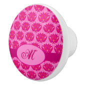 Fuchsia Pink Moderne Jugendstildamaske Monogramm Keramikknauf (Rechts)