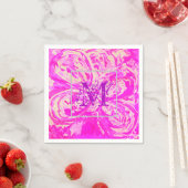 Fuchsia Pink Monogram Paper Cocktail Napkins Serviette (Beispiel)