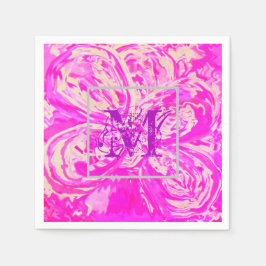 Fuchsia Pink Monogram Paper Cocktail Napkins Serviette