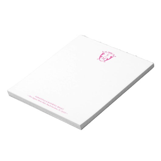 Fuchsia Pink Monogram Personalized Notepads Notizblock (Rotiert)