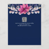 Fuchsia Pink Navy Blue Floral Chic Hochzeit (Rückseite)