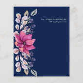 Fuchsia Pink Navy Blue Floral Wedding (Rückseite)