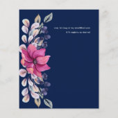 Fuchsia Pink Navy Blue Floral Wedding Budget (Rückseite)