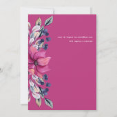 Fuchsia Pink Navy Blue Floral Wedding Budget Einladung (Rückseite)
