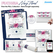 Fuchsia Pink Navy Blue Floral Wedding Einladung