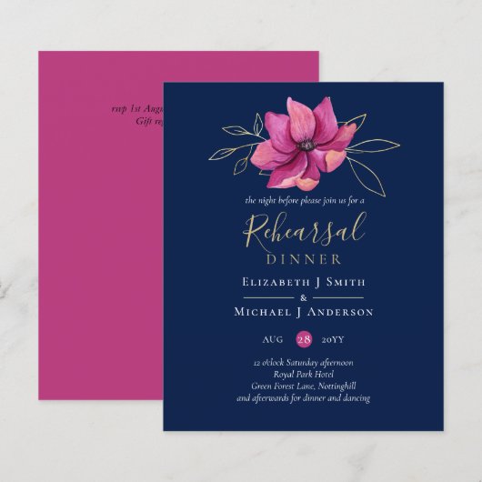Fuchsia Pink Navy Blue Probe Dinner BUDGET (Vorne/Hinten)