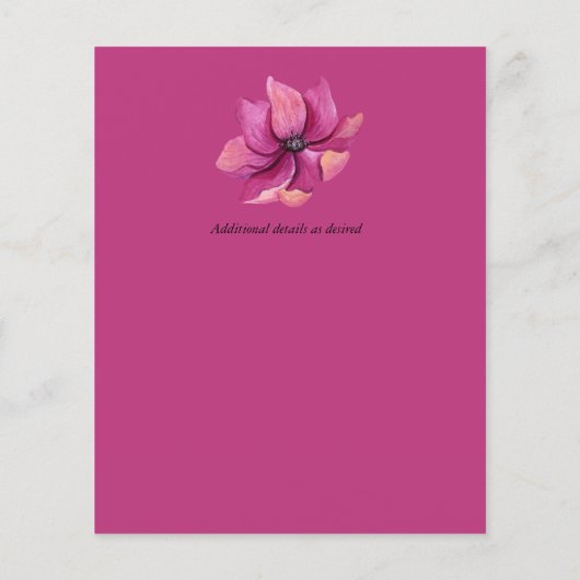 Fuchsia Pink Navy Blue Wedding Rett Date (Rückseite)