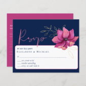 Fuchsia Pink Navy Blue Wedding RSVP (Vorne/Hinten)