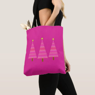 Fuchsia Pink Ombre Moderner Weihnachtsbaum Tasche