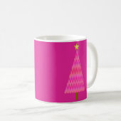 Fuchsia Pink Ombre Modernes Weihnachtsbaum Kaffeetasse (VorderseiteRechts)
