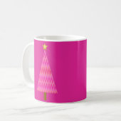 Fuchsia Pink Ombre Modernes Weihnachtsbaum Kaffeetasse (Vorderseite Links)