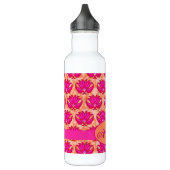 Fuchsia Pink Orange Art Nouveau Damask Monogramm Trinkflasche (Links)