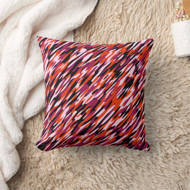 Fuchsia pink, orange, black and white camo  kissen (Decke)