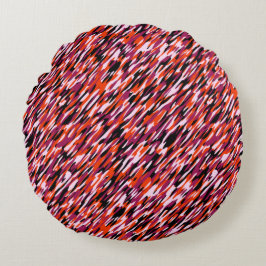 Fuchsia pink, orange, black and white camo  rundes kissen
