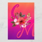 Fuchsia Pink Orange Bright Bold Floral Wedding Menükarte (Rückseite)