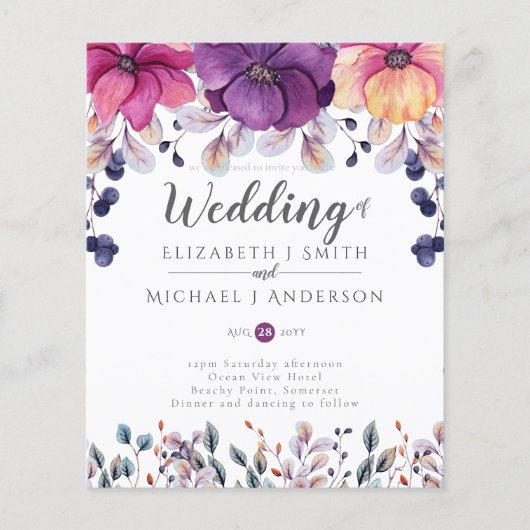 Fuchsia Pink Orange Ginger Wedites Budget (Vorderseite)