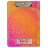Fuchsia Pink Orange & Gold Indian Mandala Glam Klemmbrett (Vorderseite)