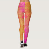 Fuchsia Pink Orange & Gold Indian Mandala Glam Leggings (Rückseite)