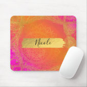 Fuchsia Pink Orange & Gold Indian Mandala Glam Mousepad (Mit Mouse)