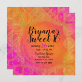 Fuchsia Pink Orange & Gold Indian Mandala Party Einladung (Vorne/Hinten)
