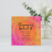 Fuchsia Pink Orange & Gold Indian Mandala Party Einladung (Stehend Vorderseite)