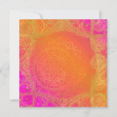 Fuchsia Pink Orange & Gold Indian Mandala Party Einladung (Rückseite)