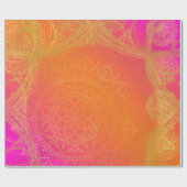 Fuchsia Pink Orange & Gold Indian Mandala Party Geschenkpapier (Flach)