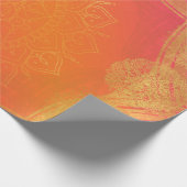 Fuchsia Pink Orange & Gold Indian Mandala Party Geschenkpapier (Ecke)