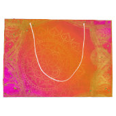 Fuchsia Pink Orange & Gold Indian Mandala Party Große Geschenktüte (Rückseite)