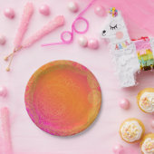 Fuchsia Pink Orange & Gold Indian Mandala Party Pappteller (Party)