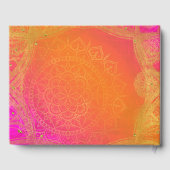 Fuchsia Pink Orange Gold Indian Mandala Wedding Gästebuch (Rückseite)