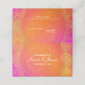Fuchsia Pink Orange Gold Indian Mandala Wedding Platzkarte (Außenseite Aufgefaltet)